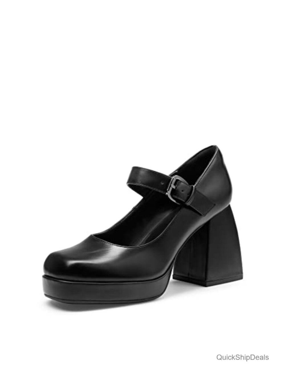 Women's Mary Jane Platform Chunky High Heels Glossy PU Square Toe